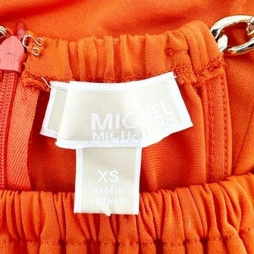 Michael Michael Kors Orange Red Chain Halter Shift‎ Dress Womens XS Sleeveless